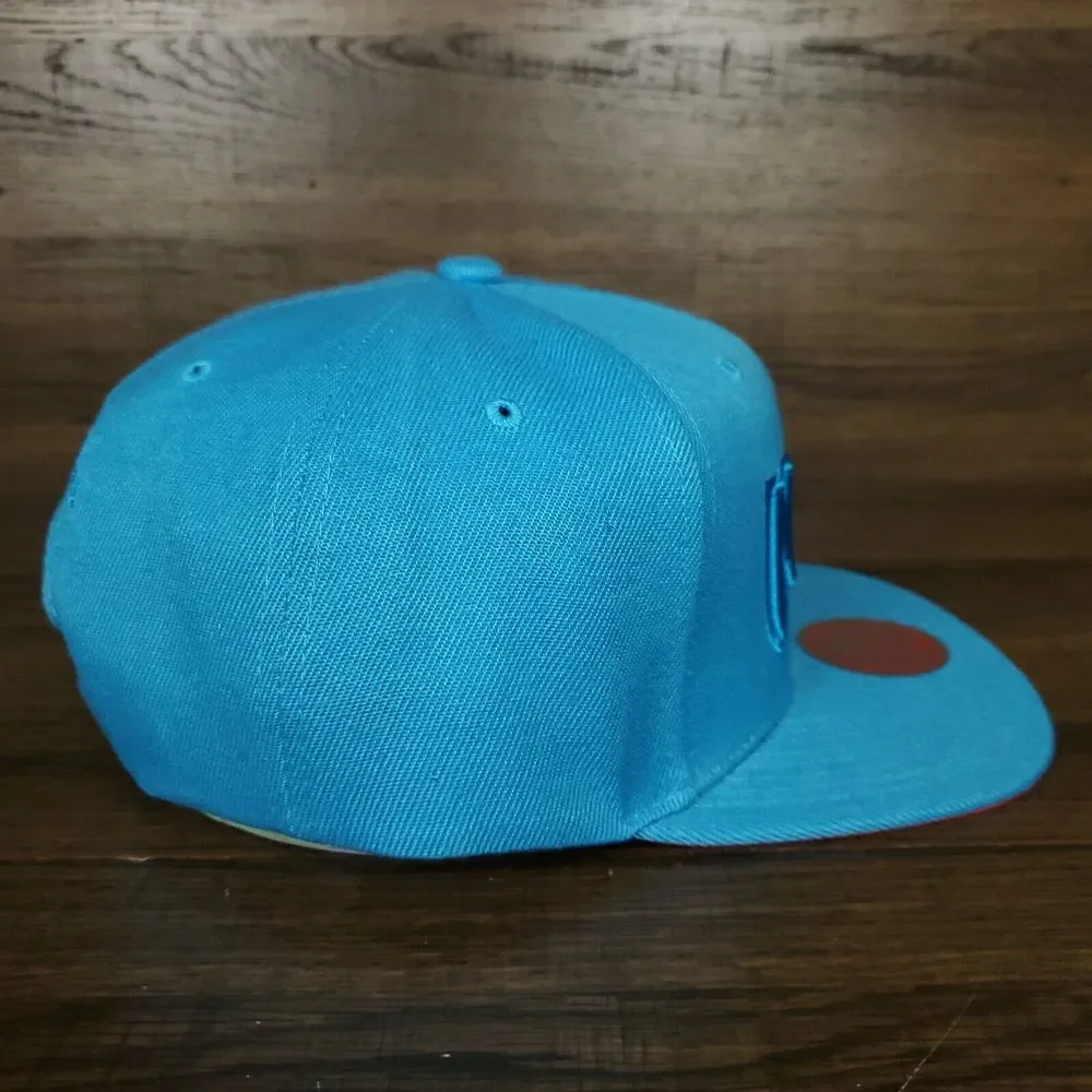 New Jersey Nets Mitchell & Ness NBA Snapback Hat‎ Cap 3D Logo Cyan Blue NWT